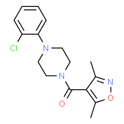 ChemSpider 2D Image | [4-(2-CHLOROPHENYL)-1-PIPERAZINYL](3,5-DIMETHYL-4-ISOXAZOLYL)-METHANONE | C16H18ClN3O2