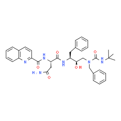 ChemSpider 2D Image | N~1~-{(2S,3R)-4-[benzyl(tert-butylcarbamoyl)amino]-3-hydroxy-1-phenylbutan-2-yl}-N~2~-(quinolin-2-ylcarbonyl)-L-aspartamide | C36H42N6O5