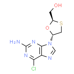 ChemSpider 2D Image | [(2R,5R)-5-(2-Amino-6-chloro-9H-purin-9-yl)-1,3-oxathiolan-2-yl]methanol | C9H10ClN5O2S