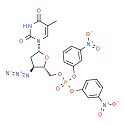 ChemSpider 2D Image | 3'-Azido-5'-O-[bis(3-nitrophenoxy)phosphoryl]-3'-deoxythymidine | C22H20N7O11P