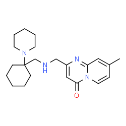 ChemSpider 2D Image | 8-Methyl-2-[({[1-(1-piperidinyl)cyclohexyl]methyl}amino)methyl]-4H-pyrido[1,2-a]pyrimidin-4-one | C22H32N4O