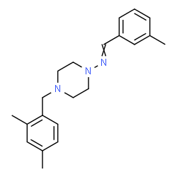 ChemSpider 2D Image | 4-(2,4-Dimethylbenzyl)-N-(3-methylbenzylidene)piperazin-1-amine | C21H27N3