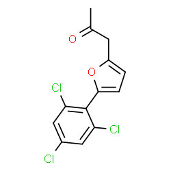 ChemSpider 2D Image | 1-[5-(2,4,6-Trichlorophenyl)-2-furyl]acetone | C13H9Cl3O2