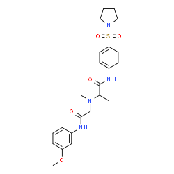 ChemSpider 2D Image | N~2~-{2-[(3-Methoxyphenyl)amino]-2-oxoethyl}-N~2~-methyl-N-[4-(1-pyrrolidinylsulfonyl)phenyl]alaninamide | C23H30N4O5S