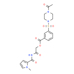 ChemSpider 2D Image | 2-{[(1-Methyl-1H-pyrrol-2-yl)carbonyl]amino}-2-oxoethyl 3-[(4-acetyl-1-piperazinyl)sulfonyl]benzoate | C21H24N4O7S