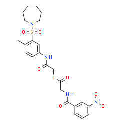 ChemSpider 2D Image | 2-{[3-(1-Azepanylsulfonyl)-4-methylphenyl]amino}-2-oxoethyl N-(3-nitrobenzoyl)glycinate | C24H28N4O8S