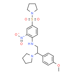 ChemSpider 2D Image | N-[2-(4-Methoxyphenyl)-2-(1-pyrrolidinyl)ethyl]-2-nitro-4-(1-pyrrolidinylsulfonyl)aniline | C23H30N4O5S