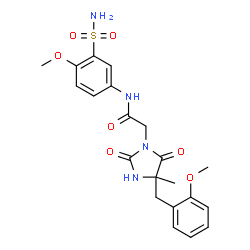 ChemSpider 2D Image | 2-[4-(2-Methoxybenzyl)-4-methyl-2,5-dioxo-1-imidazolidinyl]-N-(4-methoxy-3-sulfamoylphenyl)acetamide | C21H24N4O7S