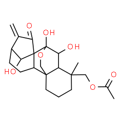 ChemSpider 2D Image | 6,7,14-Trihydroxy-15-oxo-7,20-epoxykaur-16-en-18-yl acetate | C22H30O7