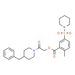 ChemSpider 2D Image | 2-(4-Benzyl-1-piperidinyl)-2-oxoethyl 2-methyl-5-(1-piperidinylsulfonyl)benzoate | C27H34N2O5S