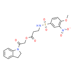 ChemSpider 2D Image | 2-(2,3-Dihydro-1H-indol-1-yl)-2-oxoethyl N-[(4-methoxy-3-nitrophenyl)sulfonyl]-beta-alaninate | C20H21N3O8S