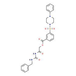 ChemSpider 2D Image | 2-[(Benzylcarbamoyl)amino]-2-oxoethyl 3-[(4-phenyl-1-piperazinyl)sulfonyl]benzoate | C27H28N4O6S
