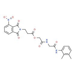 ChemSpider 2D Image | 2-({2-[(2,3-Dimethylphenyl)amino]-2-oxoethyl}amino)-2-oxoethyl 3-(4-nitro-1,3-dioxo-1,3-dihydro-2H-isoindol-2-yl)propanoate | C23H22N4O8