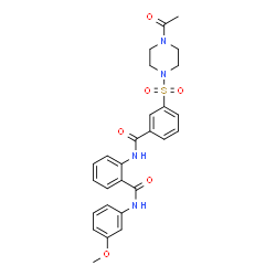 ChemSpider 2D Image | 2-({3-[(4-Acetyl-1-piperazinyl)sulfonyl]benzoyl}amino)-N-(3-methoxyphenyl)benzamide | C27H28N4O6S