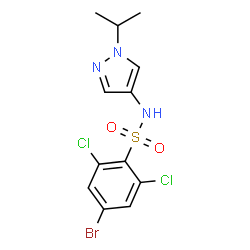 ChemSpider 2D Image | 4-Bromo-2,6-dichloro-N-(1-isopropyl-1H-pyrazol-4-yl)benzenesulfonamide | C12H12BrCl2N3O2S