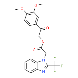 ChemSpider 2D Image | 2-(3,4-Dimethoxyphenyl)-2-oxoethyl [2-(trifluoromethyl)-1H-benzimidazol-1-yl]acetate | C20H17F3N2O5