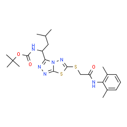 ChemSpider 2D Image | 2-Methyl-2-propanyl {1-[6-({2-[(2,6-dimethylphenyl)amino]-2-oxoethyl}sulfanyl)[1,2,4]triazolo[3,4-b][1,3,4]thiadiazol-3-yl]-3-methylbutyl}carbamate | C23H32N6O3S2