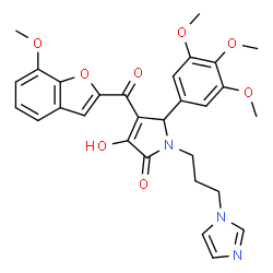 ChemSpider 2D Image | 3-Hydroxy-1-[3-(1H-imidazol-1-yl)propyl]-4-[(7-methoxy-1-benzofuran-2-yl)carbonyl]-5-(3,4,5-trimethoxyphenyl)-1,5-dihydro-2H-pyrrol-2-one | C29H29N3O8
