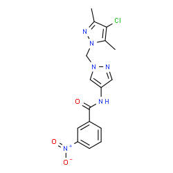 ChemSpider 2D Image | N-{1-[(4-Chloro-3,5-dimethyl-1H-pyrazol-1-yl)methyl]-1H-pyrazol-4-yl}-3-nitrobenzamide | C16H15ClN6O3