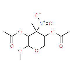 ChemSpider 2D Image | Methyl 2,4-di-O-acetyl-3-deoxy-3-methyl-3-nitropentopyranoside | C11H17NO8