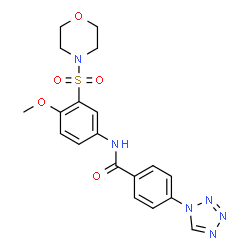 ChemSpider 2D Image | N-[4-Methoxy-3-(4-morpholinylsulfonyl)phenyl]-4-(1H-tetrazol-1-yl)benzamide | C19H20N6O5S