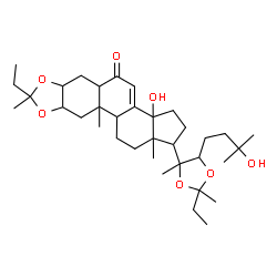 ChemSpider 2D Image | 8-Ethyl-1-[2-ethyl-5-(3-hydroxy-3-methylbutyl)-2,4-dimethyl-1,3-dioxolan-4-yl]-3a-hydroxy-8,10a,12a-trimethyl-1,2,3,3a,5a,6,6a,9a,10,10a,10b,11,12,12a-tetradecahydro-5H-cyclopenta[7,8]phenanthro[2,3-d
][1,3]dioxol-5-one | C35H56O7
