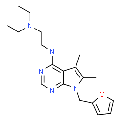 ChemSpider 2D Image | N,N-Diethyl-N'-[7-(2-furylmethyl)-5,6-dimethyl-7H-pyrrolo[2,3-d]pyrimidin-4-yl]-1,2-ethanediamine | C19H27N5O