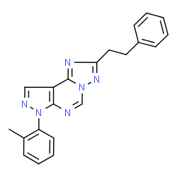 ChemSpider 2D Image | 7-(2-Methylphenyl)-2-(2-phenylethyl)-7H-pyrazolo[4,3-e][1,2,4]triazolo[1,5-c]pyrimidine | C21H18N6