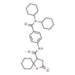 ChemSpider 2D Image | N-[4-(Dicyclohexylcarbamoyl)phenyl]-2-oxo-1-oxaspiro[4.5]decane-4-carboxamide | C29H40N2O4