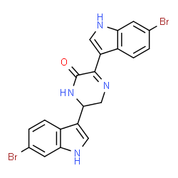 ChemSpider 2D Image | 3,6-Bis(6-bromo-1H-indol-3-yl)-5,6-dihydro-2(1H)-pyrazinone | C20H14Br2N4O