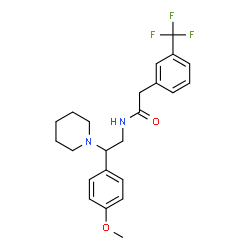 ChemSpider 2D Image | N-[2-(4-Methoxyphenyl)-2-(1-piperidinyl)ethyl]-2-[3-(trifluoromethyl)phenyl]acetamide | C23H27F3N2O2