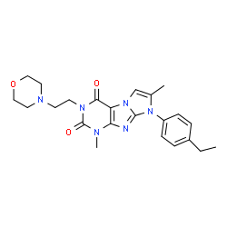 ChemSpider 2D Image | 8-(4-Ethylphenyl)-1,7-dimethyl-3-[2-(4-morpholinyl)ethyl]-1H-imidazo[2,1-f]purine-2,4(3H,8H)-dione | C23H28N6O3