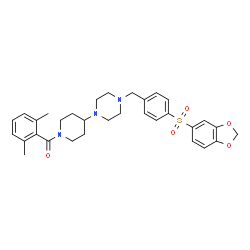 ChemSpider 2D Image | (4-{4-[4-(1,3-Benzodioxol-5-ylsulfonyl)benzyl]-1-piperazinyl}-1-piperidinyl)(2,6-dimethylphenyl)methanone | C32H37N3O5S