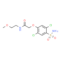 ChemSpider 2D Image | 2-(2,5-Dichloro-4-sulfamoylphenoxy)-N-(2-methoxyethyl)acetamide | C11H14Cl2N2O5S