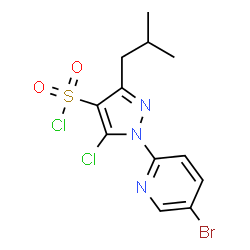 ChemSpider 2D Image | 1-(5-Bromo-2-pyridinyl)-5-chloro-3-isobutyl-1H-pyrazole-4-sulfonyl chloride | C12H12BrCl2N3O2S