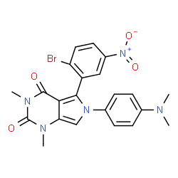 ChemSpider 2D Image | 5-(2-Bromo-5-nitrophenyl)-6-[4-(dimethylamino)phenyl]-1,3-dimethyl-1H-pyrrolo[3,4-d]pyrimidine-2,4(3H,6H)-dione | C22H20BrN5O4