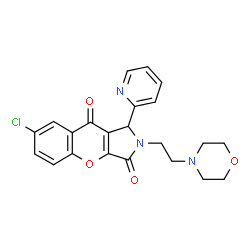 ChemSpider 2D Image | 7-Chloro-2-[2-(4-morpholinyl)ethyl]-1-(2-pyridinyl)-1,2-dihydrochromeno[2,3-c]pyrrole-3,9-dione | C22H20ClN3O4
