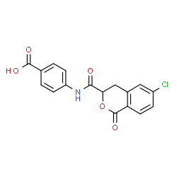 ChemSpider 2D Image | 4-{[(6-Chloro-1-oxo-3,4-dihydro-1H-isochromen-3-yl)carbonyl]amino}benzoic acid | C17H12ClNO5