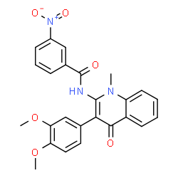 ChemSpider 2D Image | N-[3-(3,4-Dimethoxyphenyl)-1-methyl-4-oxo-1,4-dihydro-2-quinolinyl]-3-nitrobenzamide | C25H21N3O6