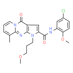 ChemSpider 2D Image | N-(5-Chloro-2-methoxyphenyl)-1-(3-methoxypropyl)-9-methyl-4-oxo-1,4-dihydropyrido[1,2-a]pyrrolo[2,3-d]pyrimidine-2-carboxamide | C23H23ClN4O4
