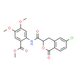 ChemSpider 2D Image | Methyl 2-{[(6-chloro-1-oxo-3,4-dihydro-1H-isochromen-3-yl)carbonyl]amino}-4,5-dimethoxybenzoate | C20H18ClNO7