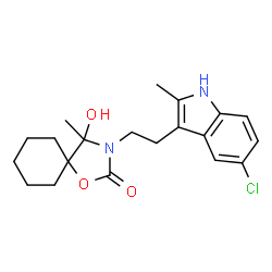 ChemSpider 2D Image | 3-[2-(5-Chloro-2-methyl-1H-indol-3-yl)ethyl]-4-hydroxy-4-methyl-1-oxa-3-azaspiro[4.5]decan-2-one | C20H25ClN2O3
