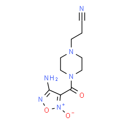 ChemSpider 2D Image | 3-{4-[(4-Amino-2-oxido-1,2,5-oxadiazol-3-yl)carbonyl]-1-piperazinyl}propanenitrile | C10H14N6O3
