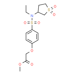 ChemSpider 2D Image | Methyl {4-[(1,1-dioxidotetrahydro-3-thiophenyl)(ethyl)sulfamoyl]phenoxy}acetate | C15H21NO7S2