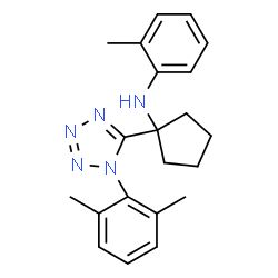 ChemSpider 2D Image | N-{1-[1-(2,6-Dimethylphenyl)-1H-tetrazol-5-yl]cyclopentyl}-2-methylaniline | C21H25N5