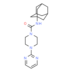 ChemSpider 2D Image | N-(Adamantan-1-yl)-4-(2-pyrimidinyl)-1-piperazinecarboxamide | C19H27N5O