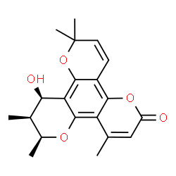 ChemSpider 2D Image | (6S,7S,8R)-8-Hydroxy-4,6,7,10,10-pentamethyl-7,8-dihydro-2H,6H,10H-dipyrano[2,3-f:2',3'-h]chromen-2-one | C20H22O5