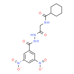 ChemSpider 2D Image | N-{2-[2-(3,5-Dinitrobenzoyl)hydrazino]-2-oxoethyl}cyclohexanecarboxamide | C16H19N5O7