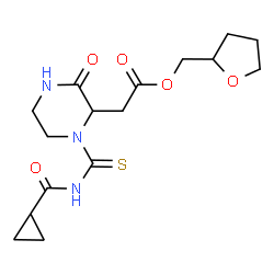 ChemSpider 2D Image | Tetrahydro-2-furanylmethyl {1-[(cyclopropylcarbonyl)carbamothioyl]-3-oxo-2-piperazinyl}acetate | C16H23N3O5S