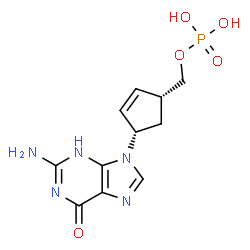 ChemSpider 2D Image | [(1R,4S)-4-(2-Amino-6-oxo-3,6-dihydro-9H-purin-9-yl)-2-cyclopenten-1-yl]methyl dihydrogen phosphate | C11H14N5O5P
